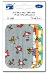 Nažehlovací záplaty s potiskem malé 10 ks - deštníky šedé + mix